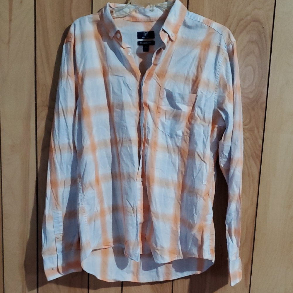 Lee Orange and White Casual Button Down Shirt